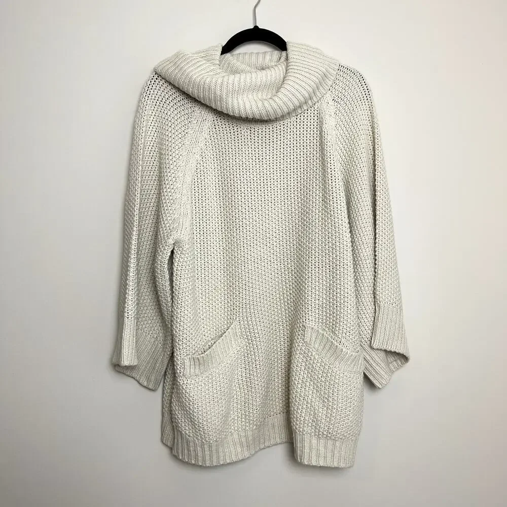 Cliche Wool Blend Knit Cowl Neck Long Lined Cozy Pullover‎ Sweater Stretch Sz M